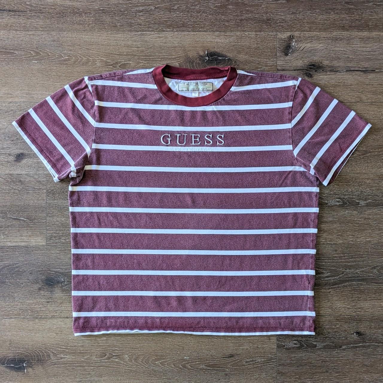 Guess purple striped hot sale shirt