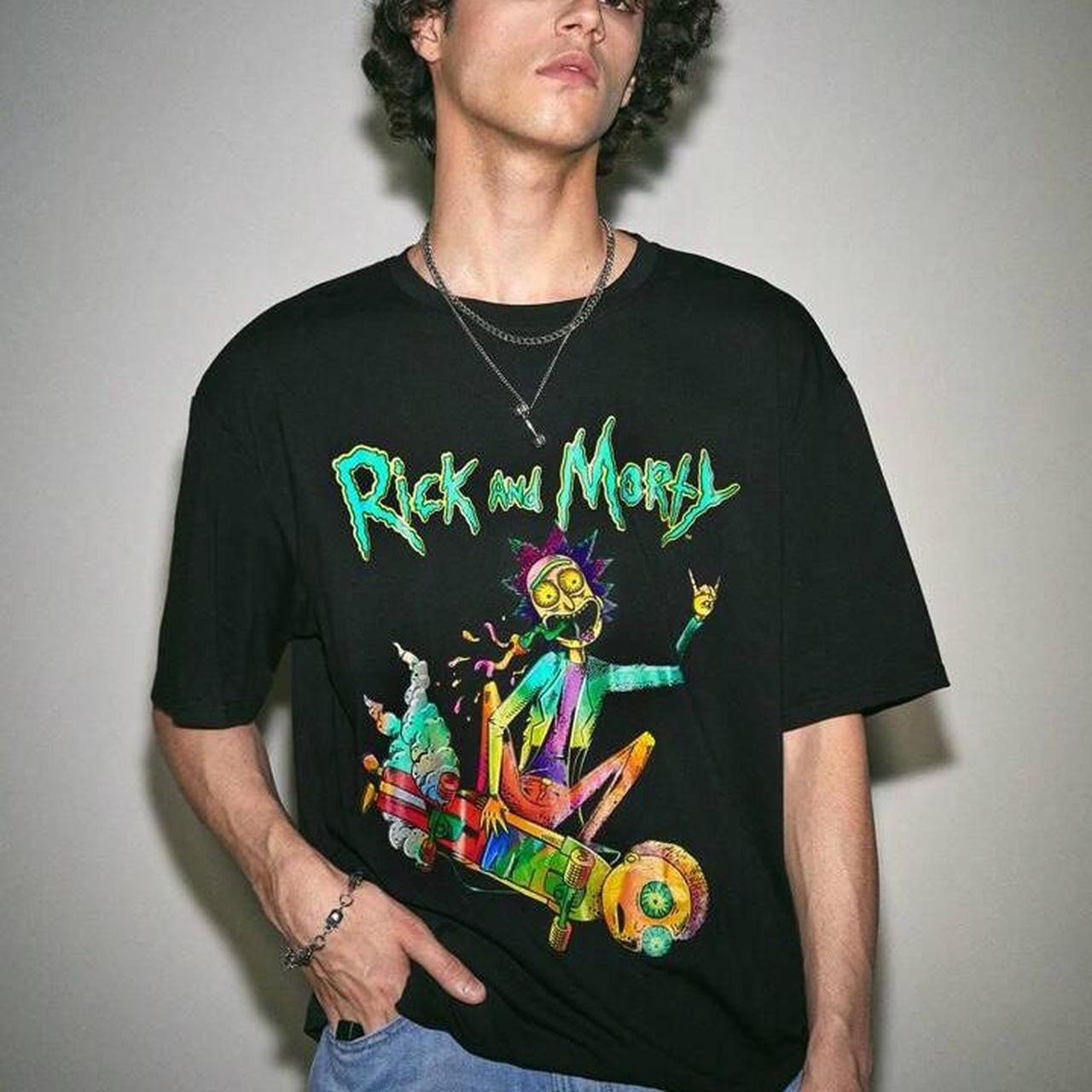 Rick And Morty Romwe Men Cartoon And Letter Graphic Tee Depop