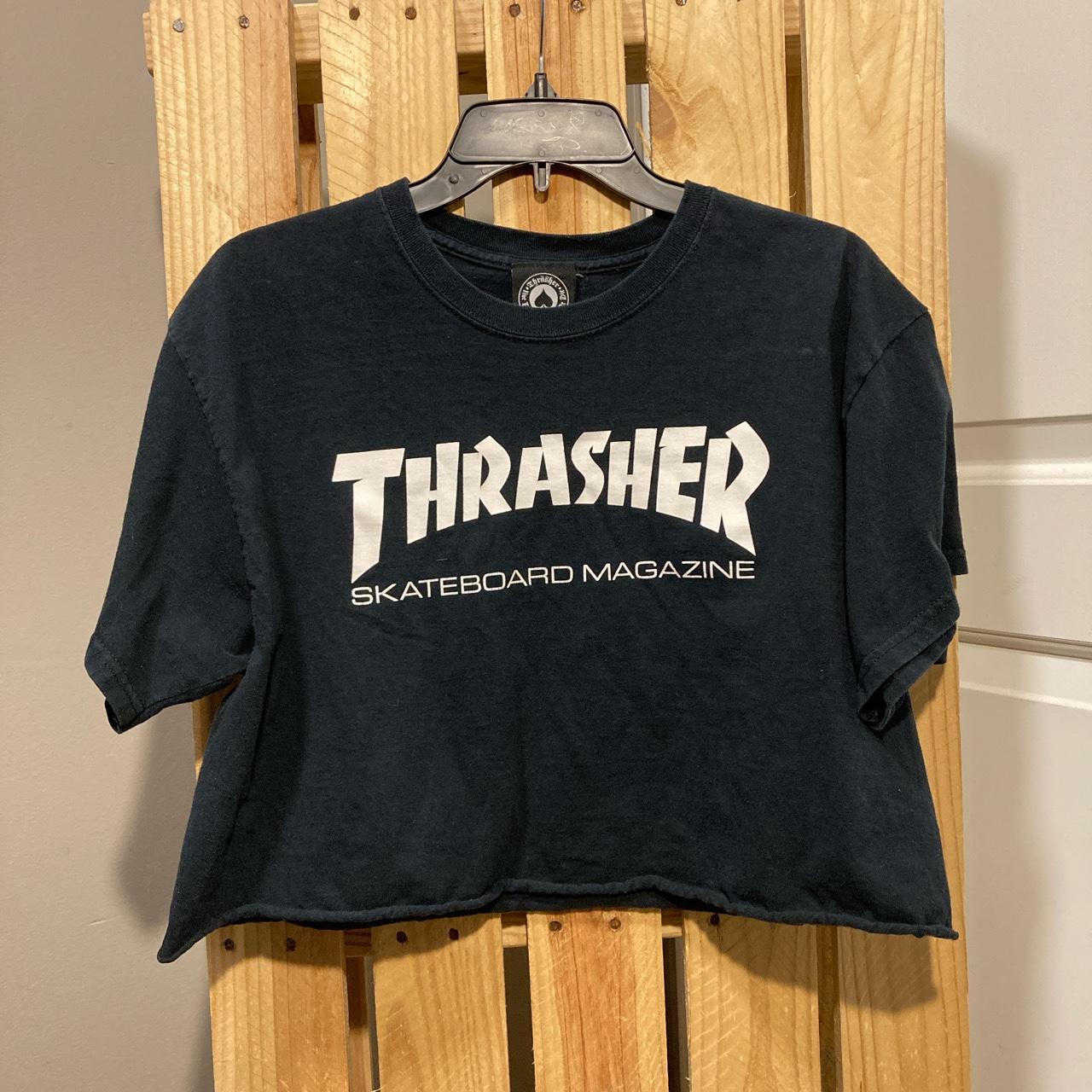 Thrasher crop top short sleeve Skateboard... - Depop