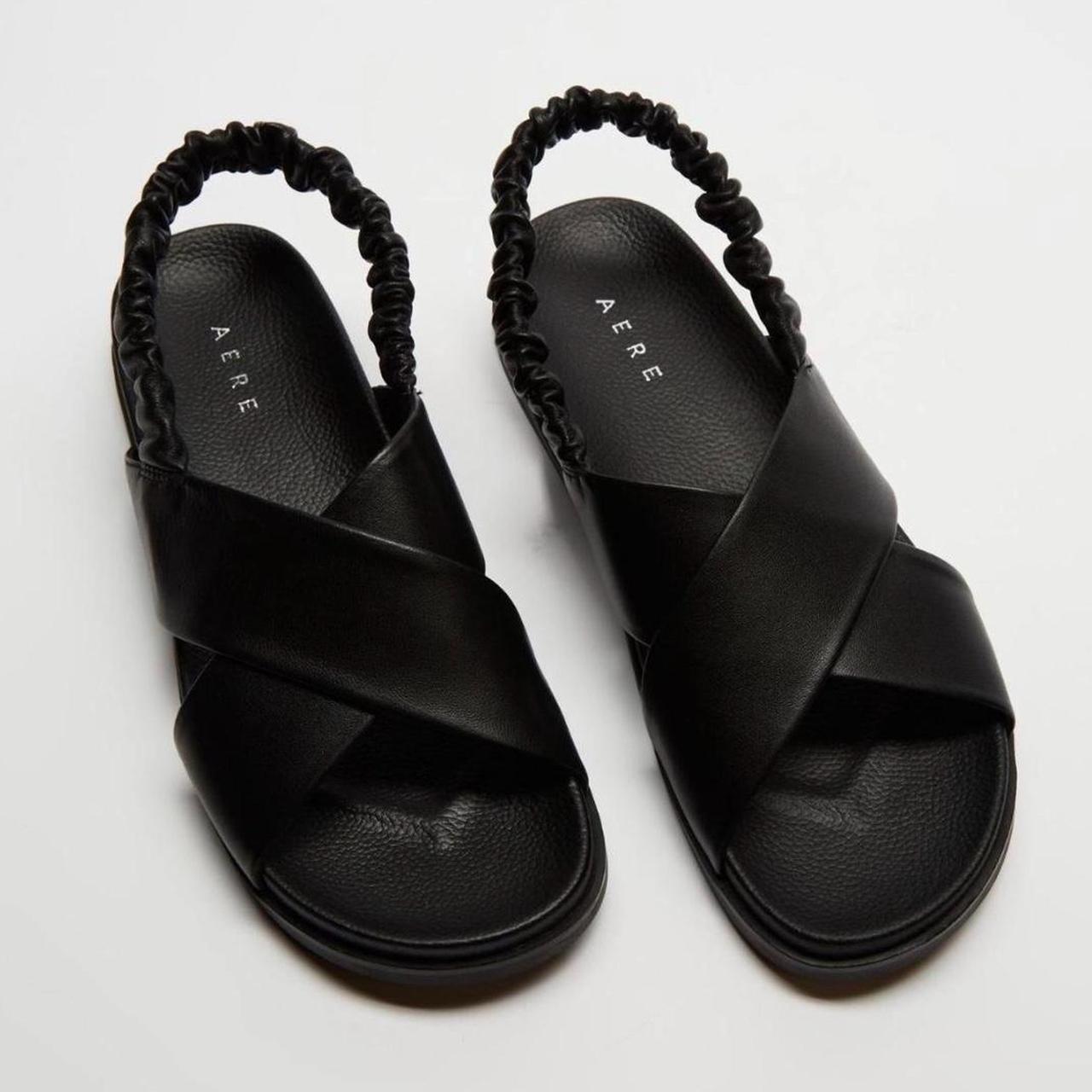 Plakton Savannah Ankle Womens Ladies Leather Footbed Sandals Black Size 4-9  | eBay