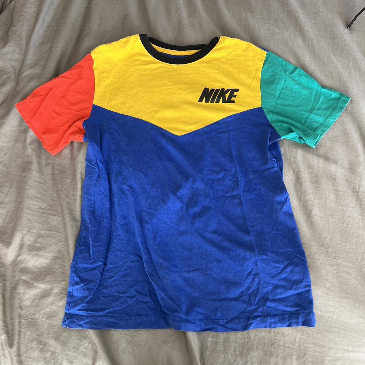 Blue red and cheap yellow nike shirt