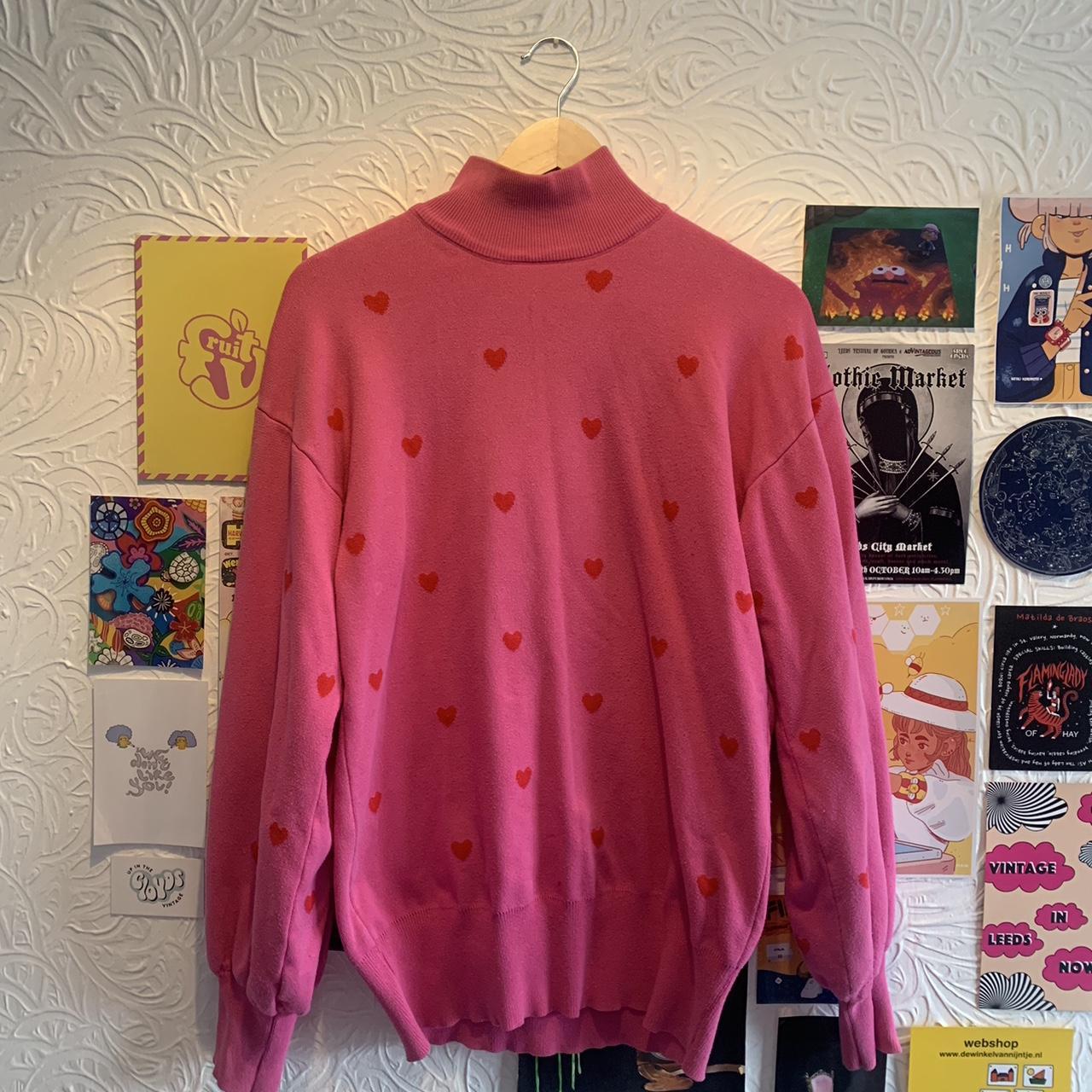 Heartbreak Women's Pink and Red Jumper | Depop