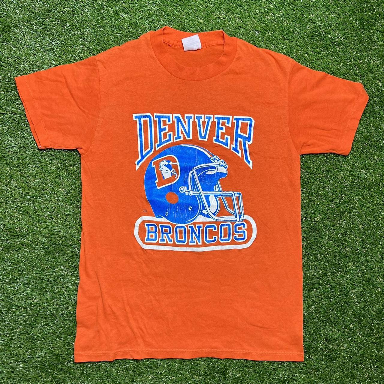 NFL Denver Bronco Shirt Mens Medium Blue Orange Football Broncos Short  Sleeve