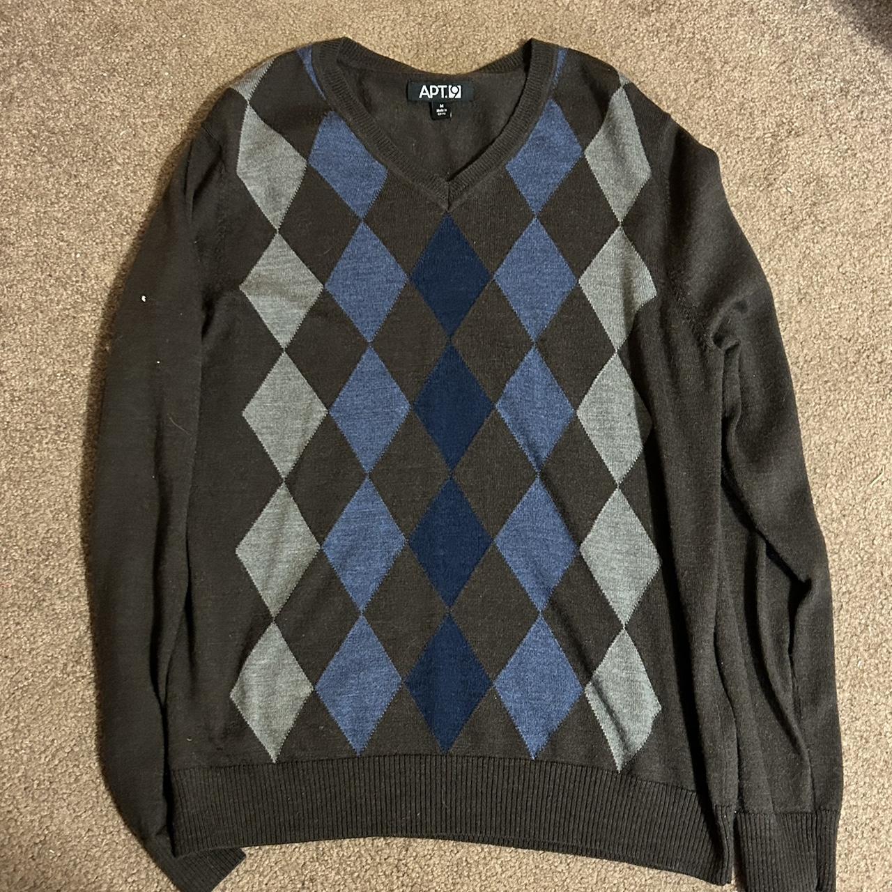 Apt. 9 Men's Brown and Navy Jumper | Depop