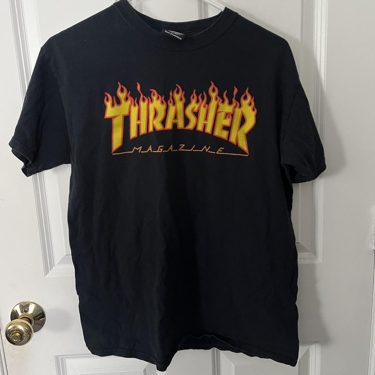 Thrasher Women's Yellow and Black T-shirt | Depop