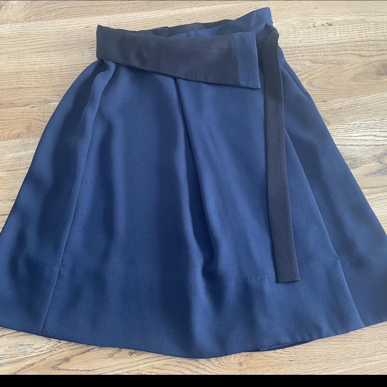 Cue navy and black wrap skirt. Perfect knee length... - Depop