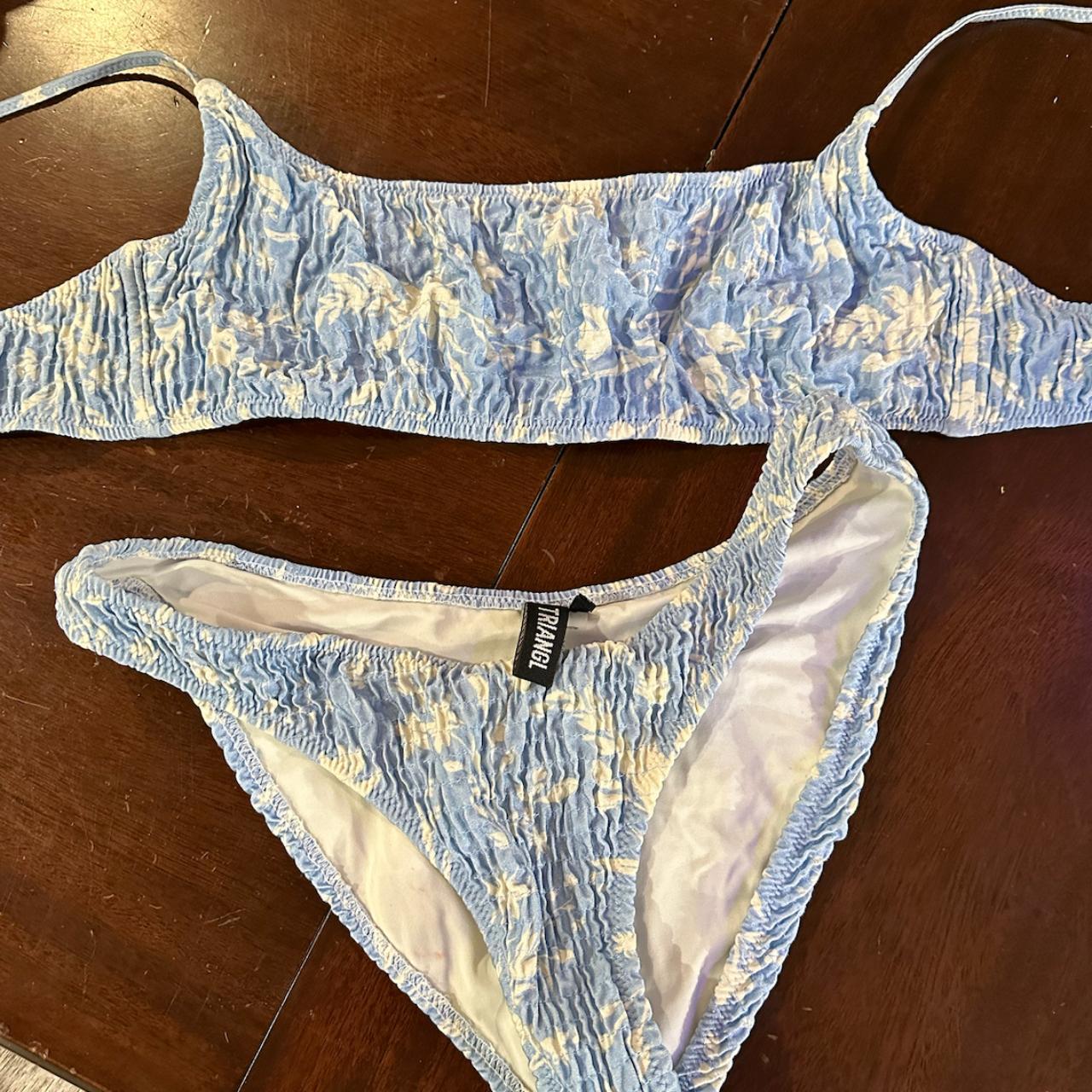 Triangl Women's Blue and White Bikinisandtankinisets Depop