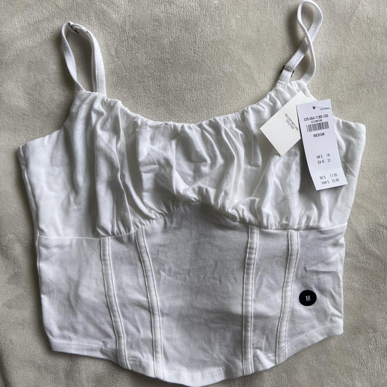 Hollister White Cotton Corset crop top size medium... - Depop