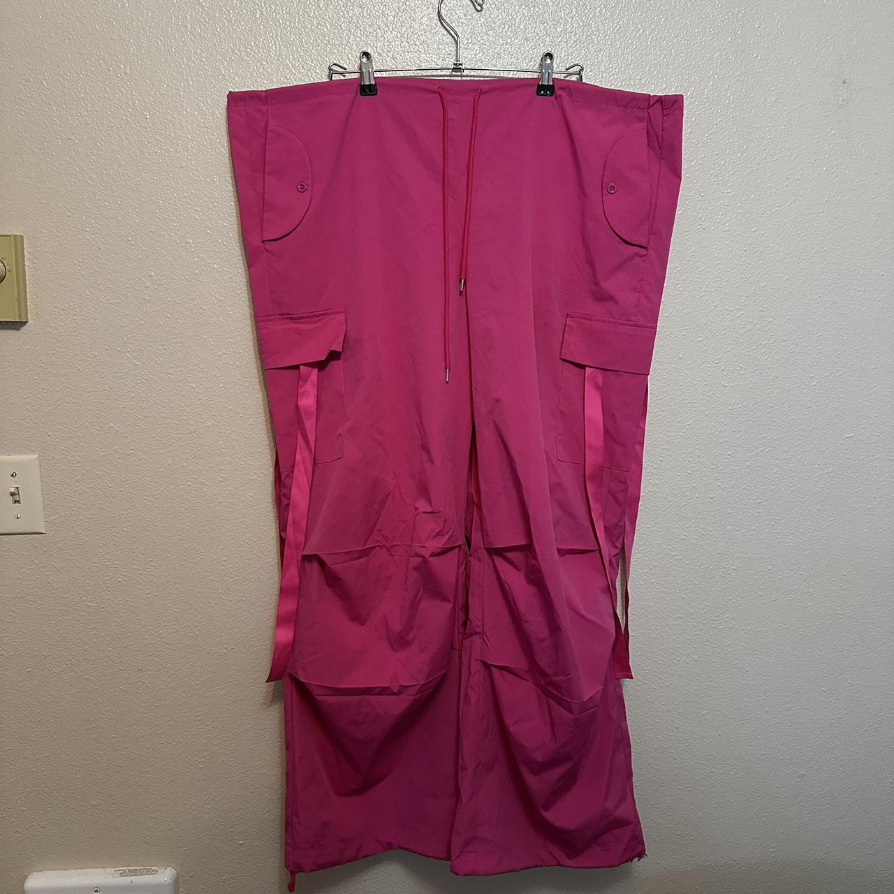 Pink cargo pants plus hot sale size