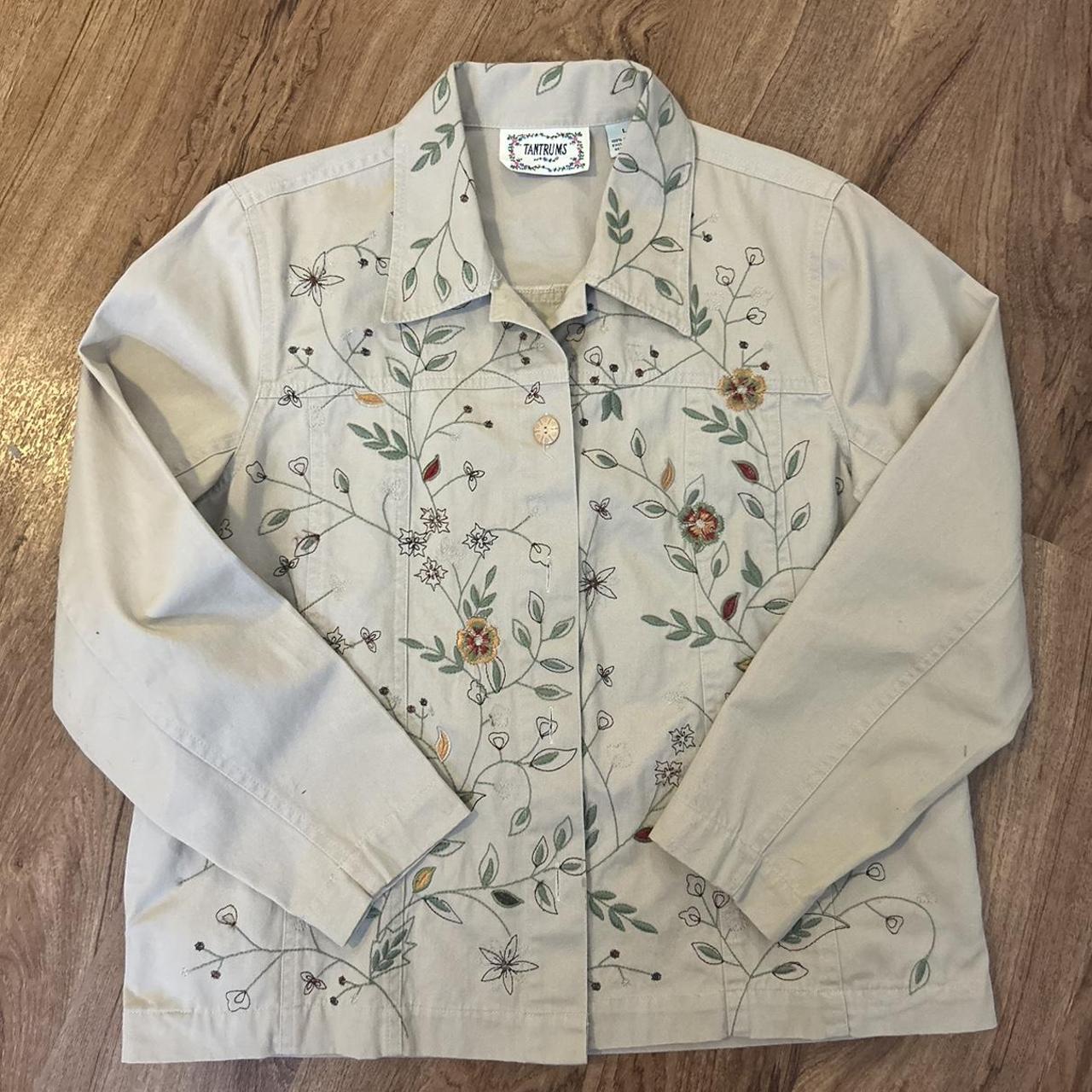 Flower Embroidered Jacket by TanTrums 🪴 flowers... Depop