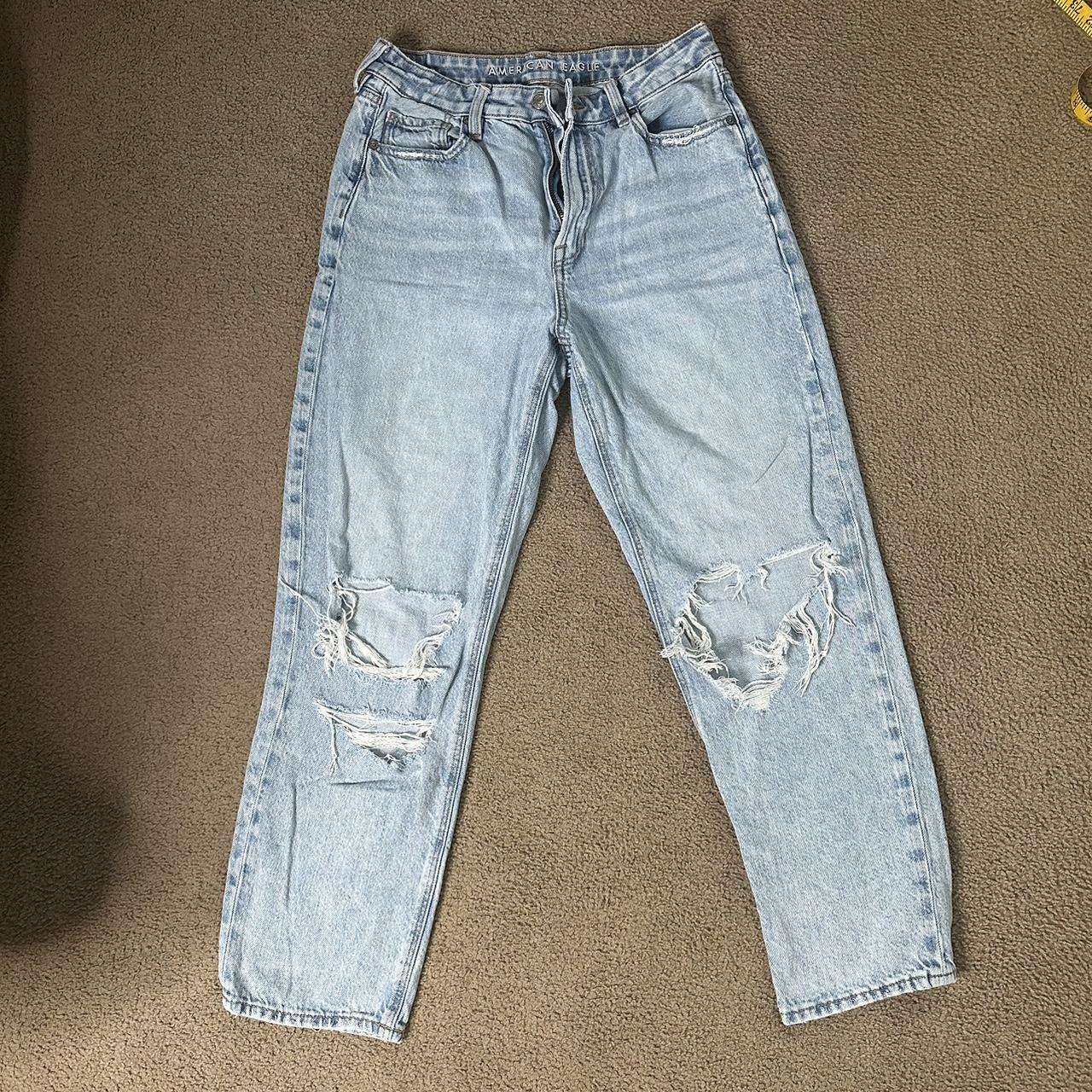 American eagle mom straight denim jean size 8... - Depop