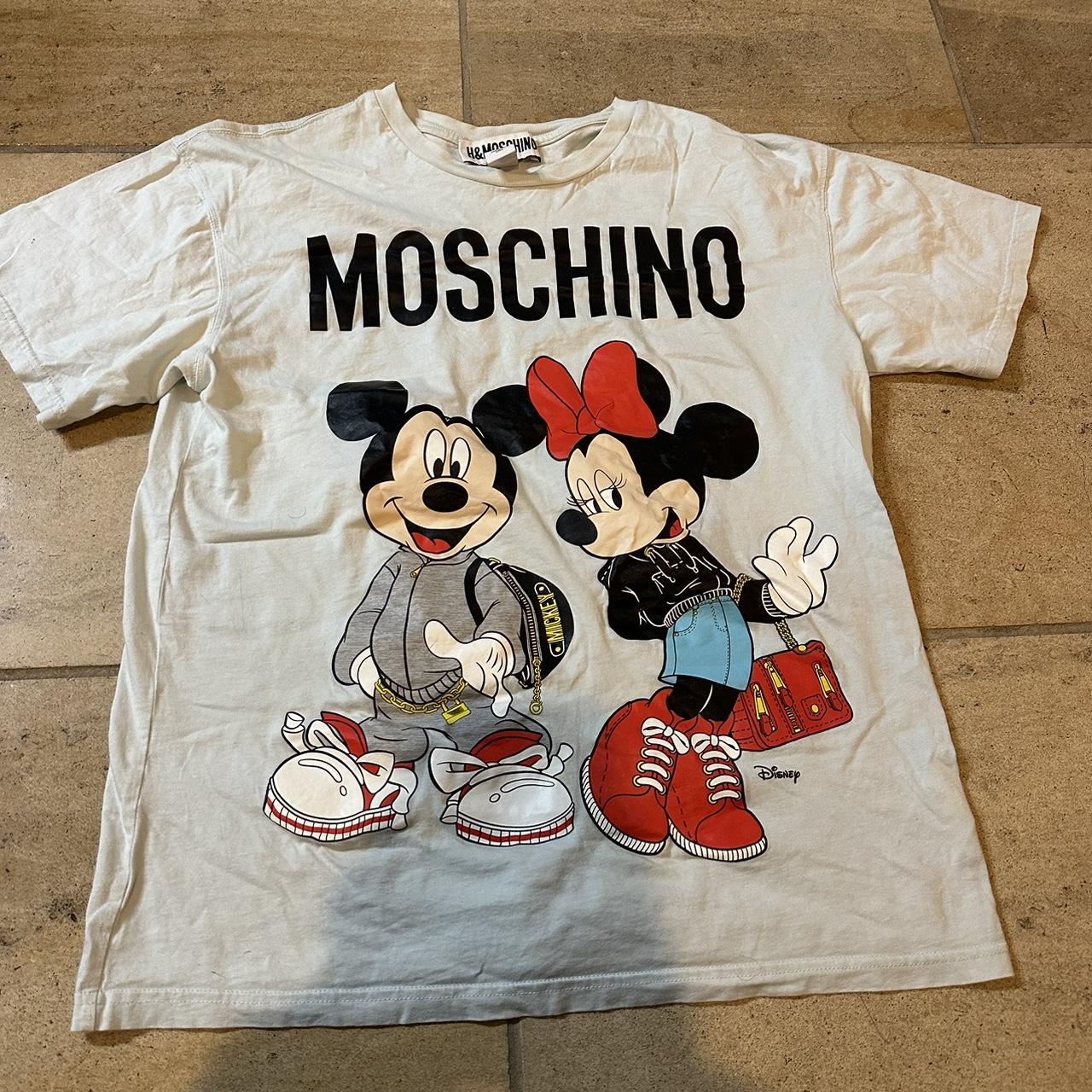 Light Blue MOSCHINO Graphic T-Shirt / Mickey Mouse... - Depop