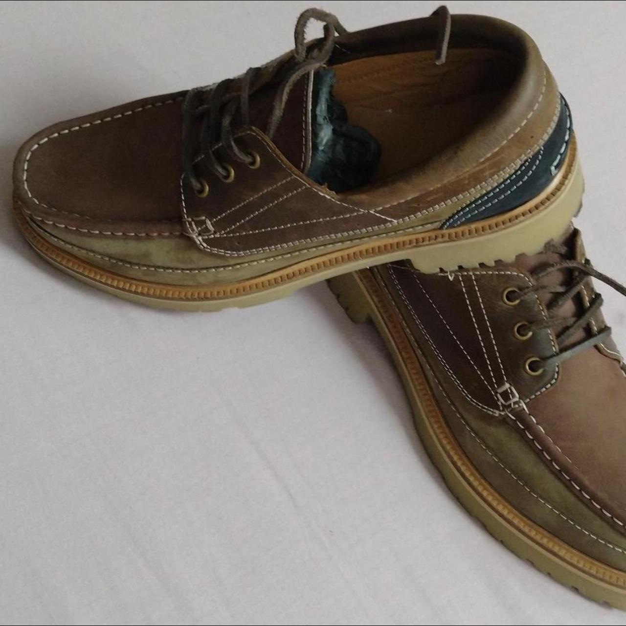 ZARA boat shoes in classic brown/beige Pre-owned... - Depop