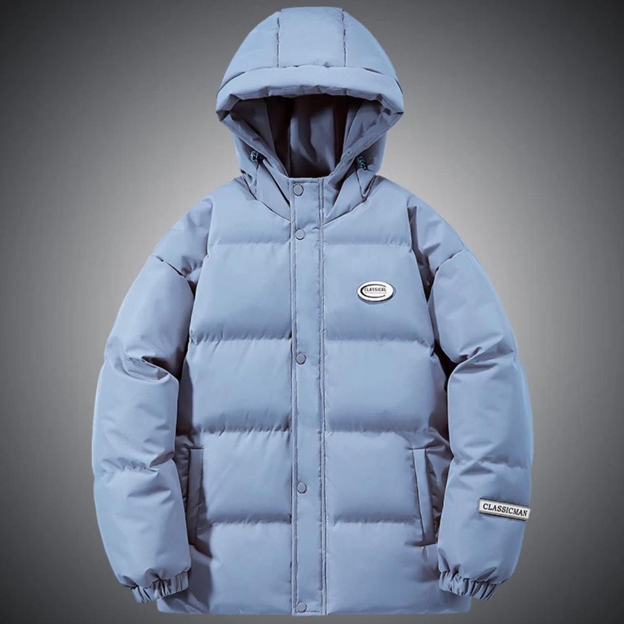 university blue puffer jacket