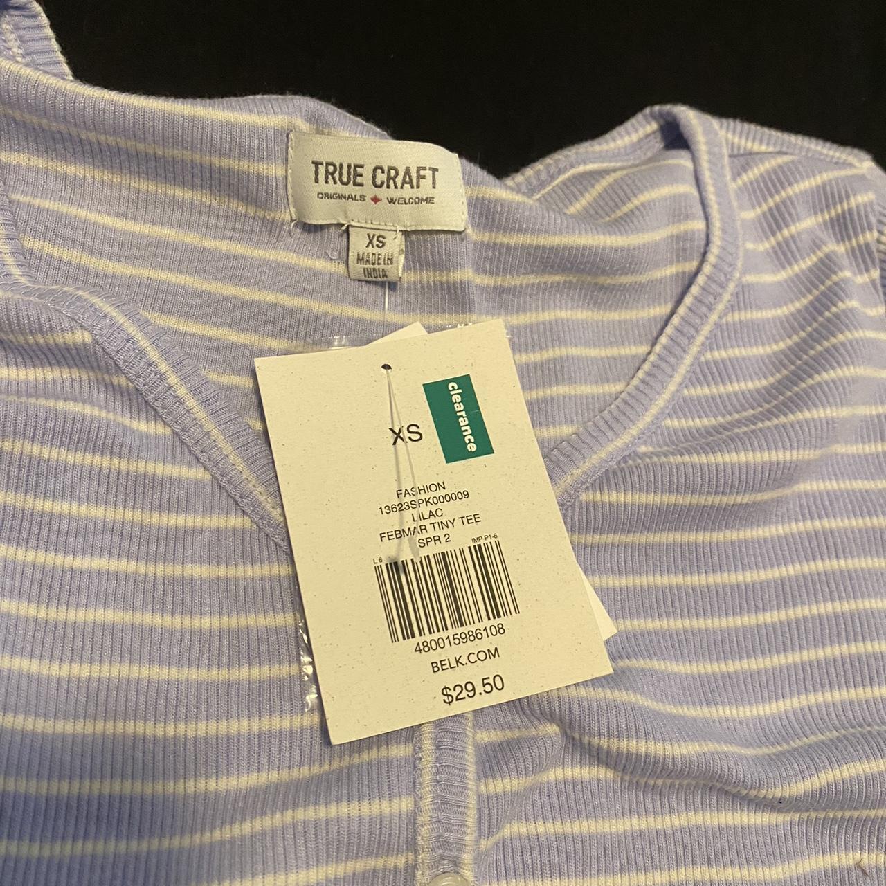 Belk Women's Blue and White Shirt Depop