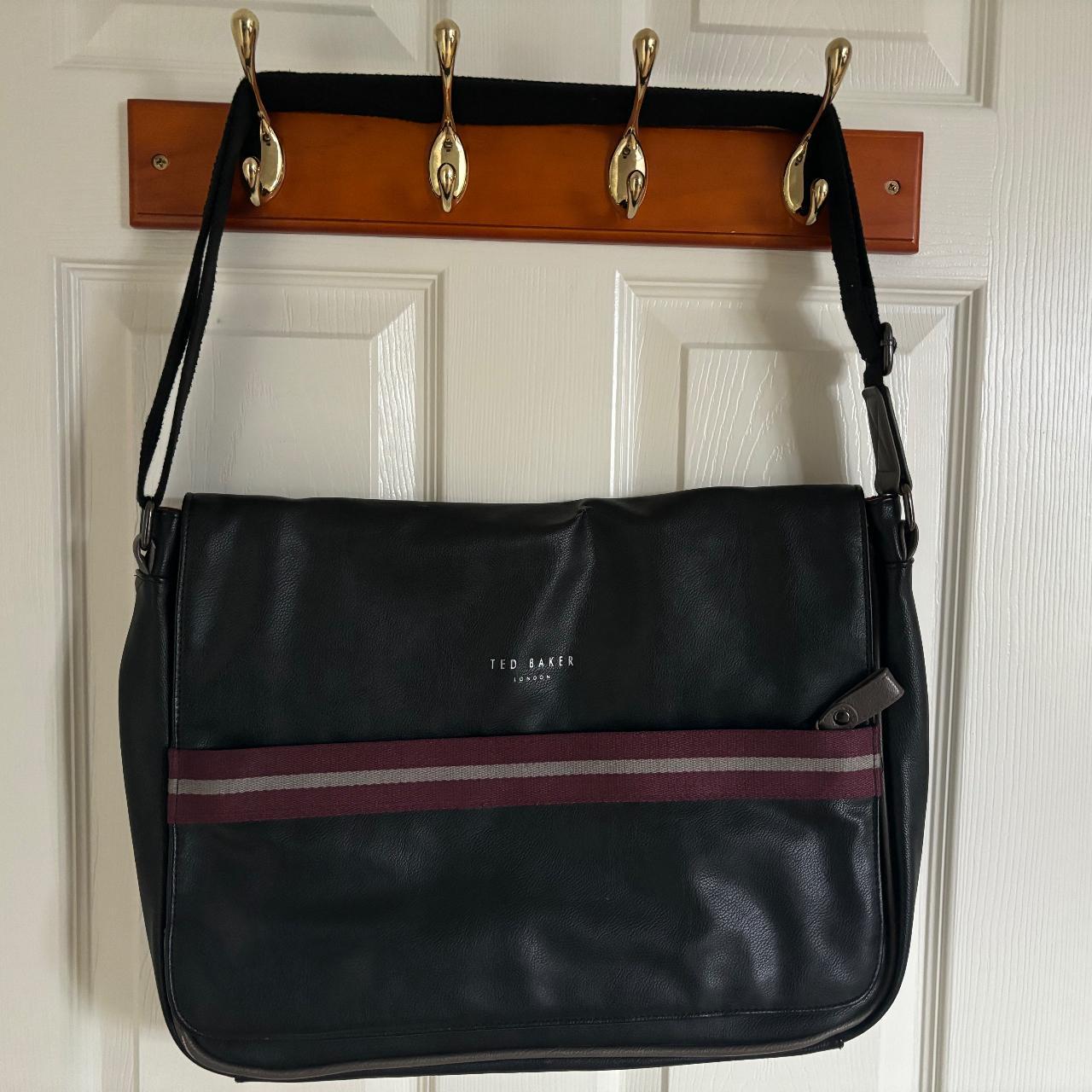 Ted Baker Black Leather Satchel Handbag Crossbody Strap shipping Doctors Medicine Bag.