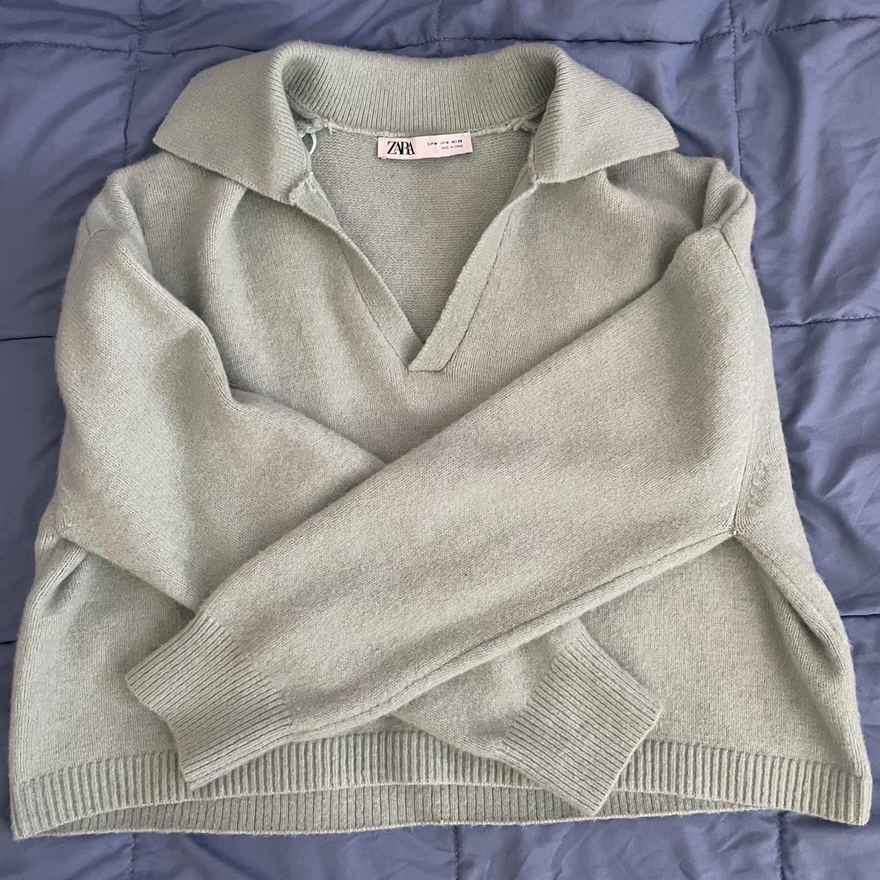 Pale blue Zara sweater - cropped - loose fitting... - Depop