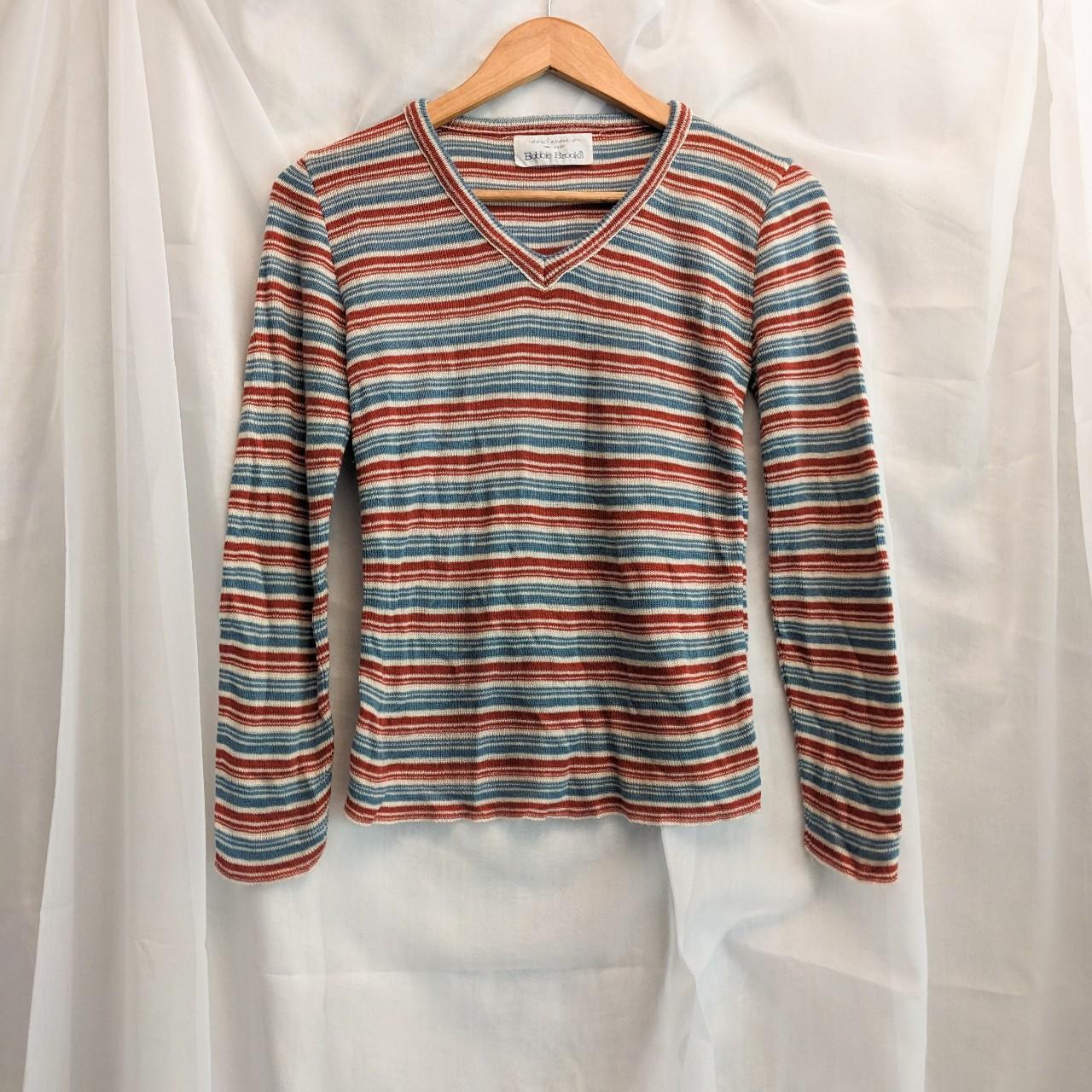 Vintage 1960's Bobbie Brooks V-neck striped sweater.... - Depop