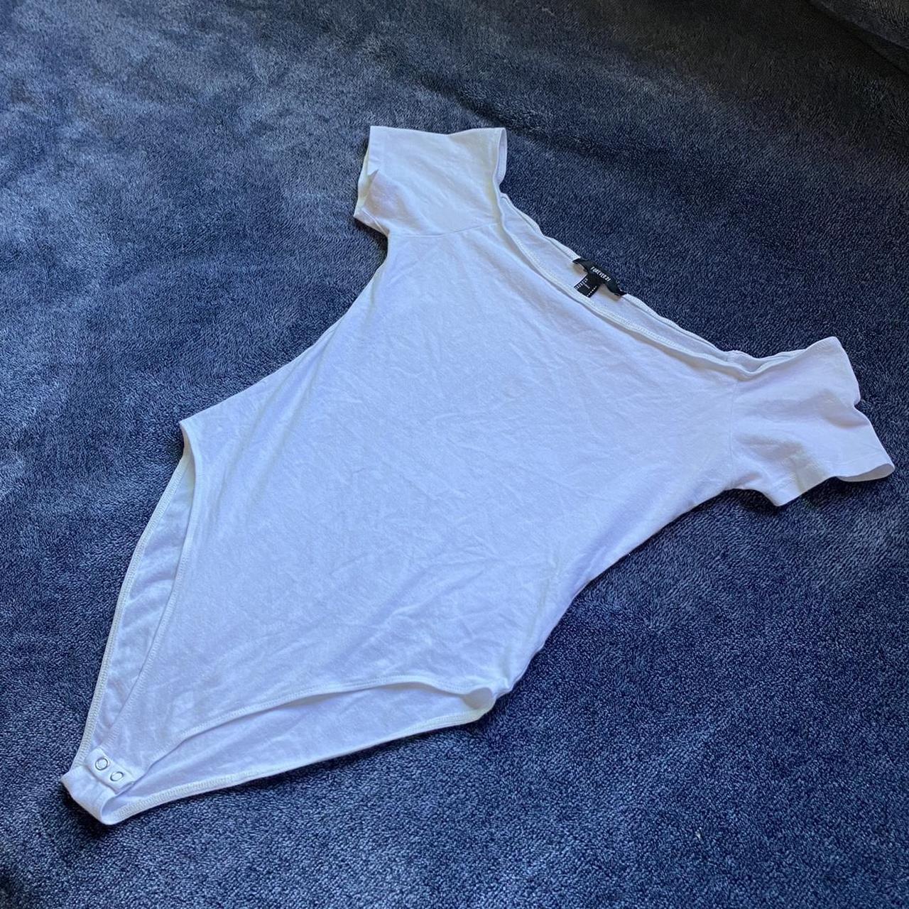 Forever 21 White Bodysuit • slightly off the... - Depop