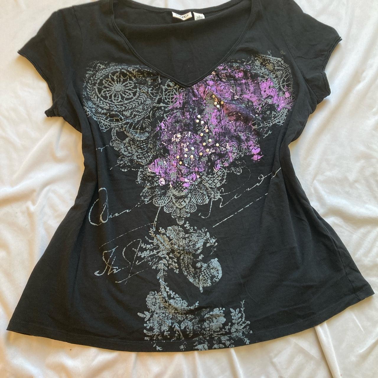 Cato Women's Black and Purple T-shirt