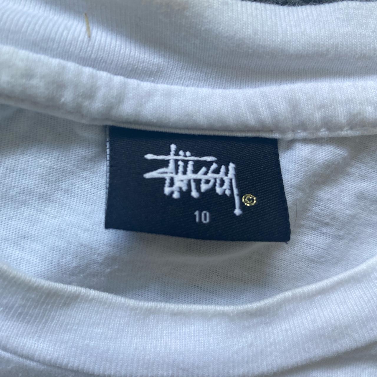 white stüssy oversized tee size 10 super cool... - Depop