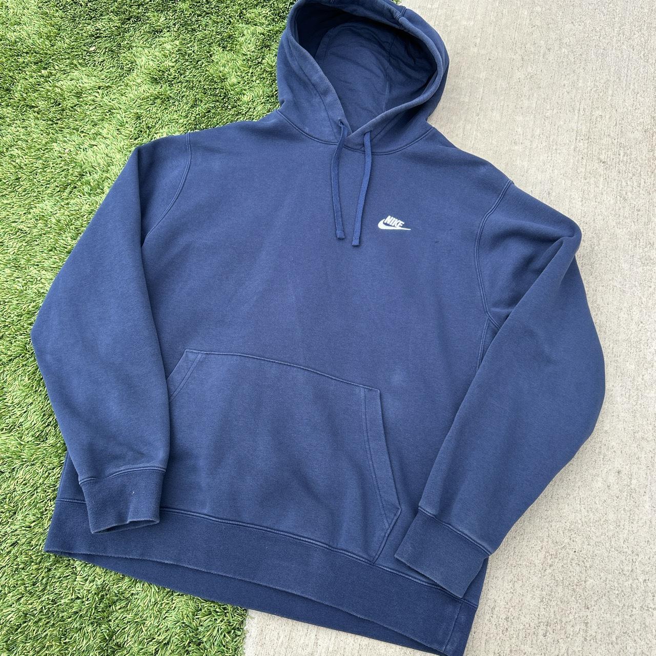 Vintage Nike Embroidered Navy Hoodie - In perfect... - Depop