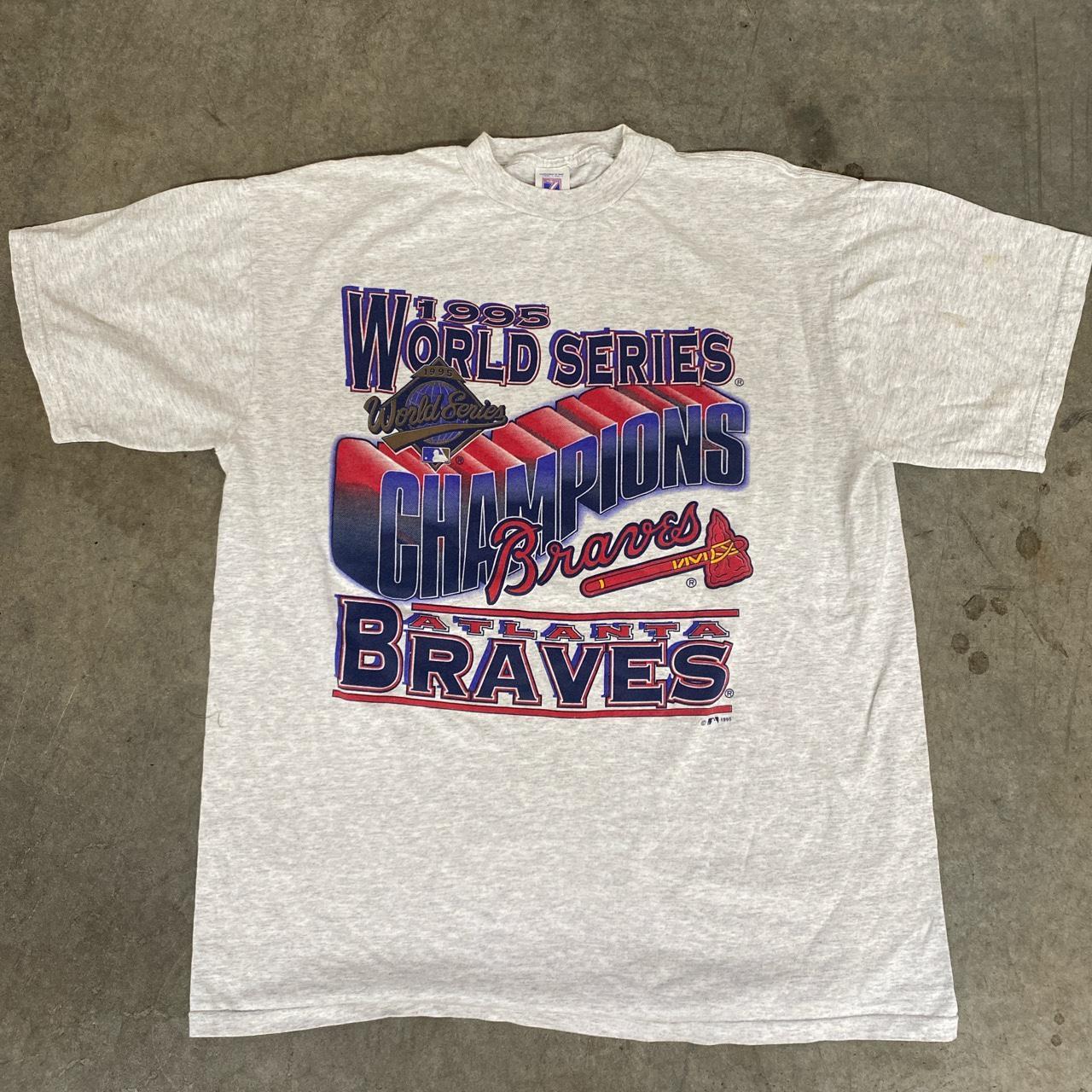 Vintage Dated 1995 Braves World Series T-Shirt With... - Depop