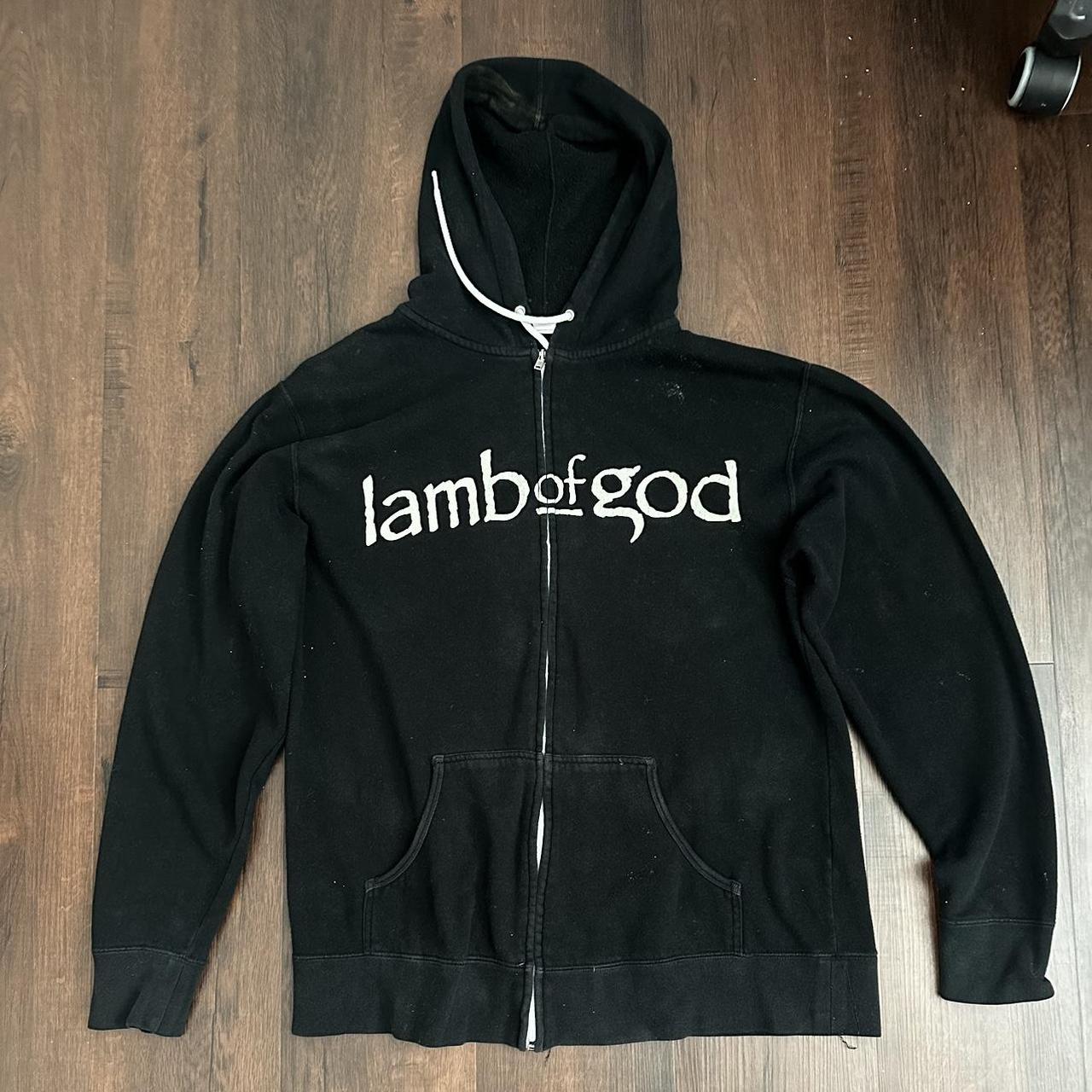 Black lamb of god zip up hoodie Graphic... Depop