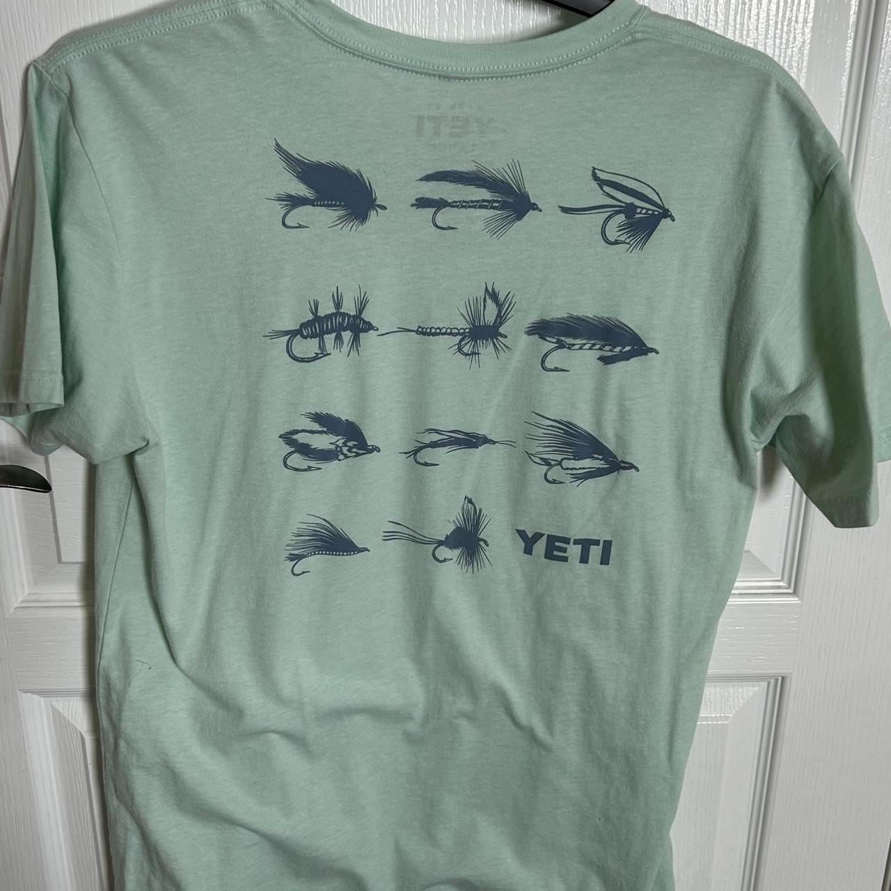 Yeti Men's Green and Blue T-shirt | Depop