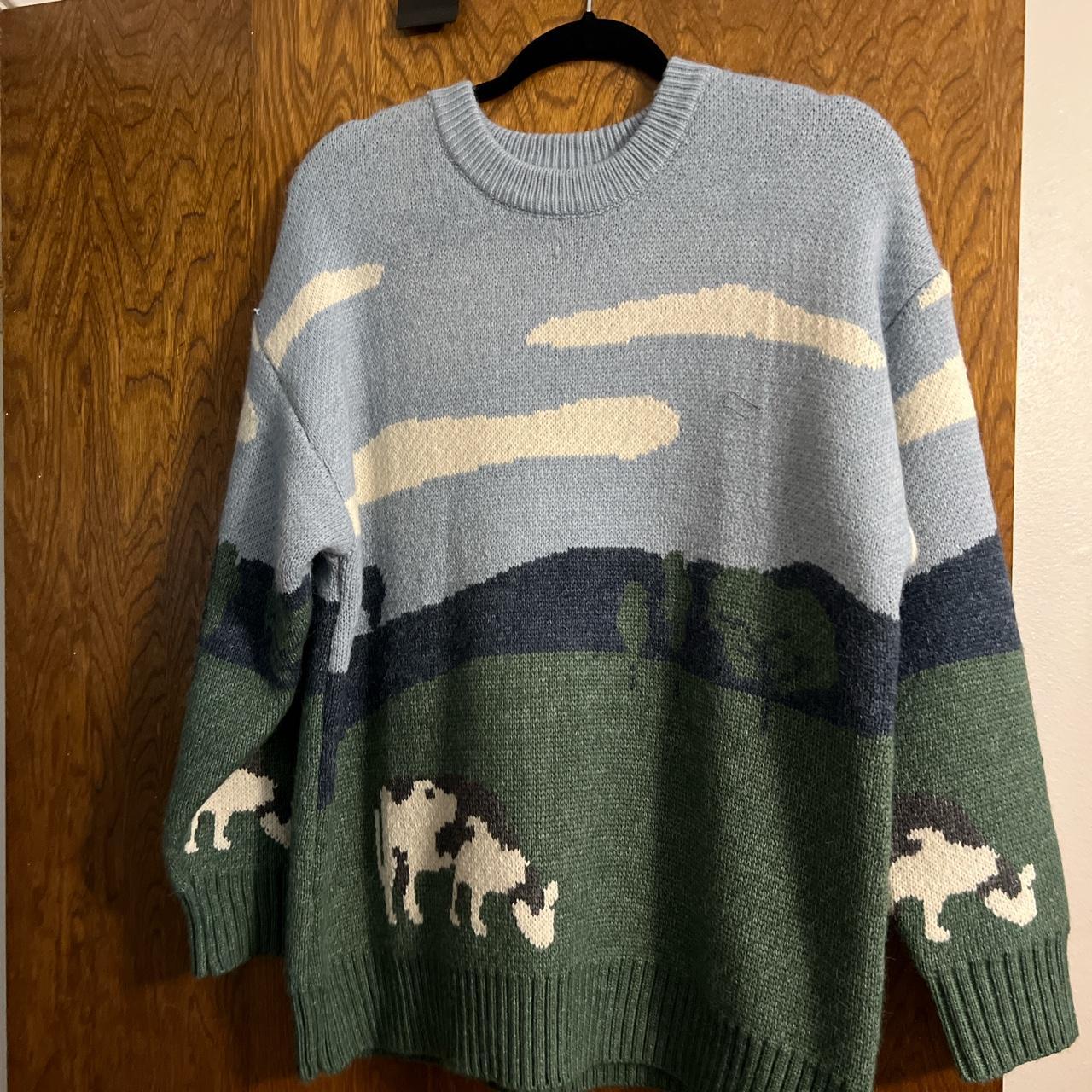 Cool hand Knit Sweater with graphic design of nature Depop