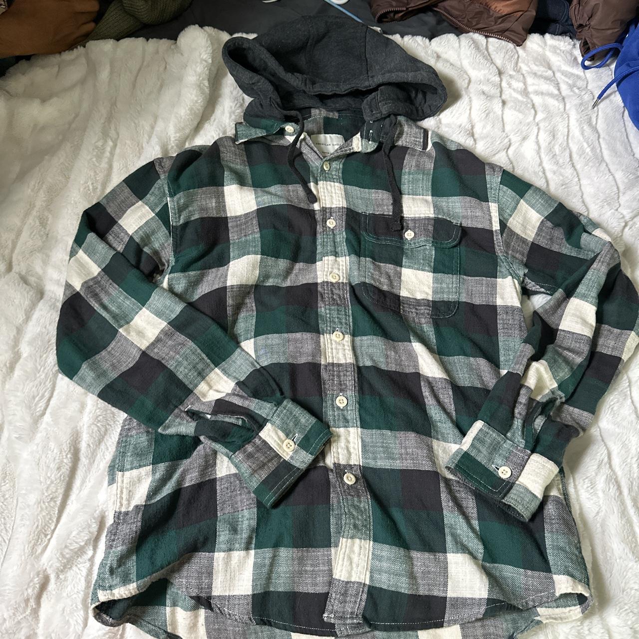 American eagle discount flannel hoodie mens