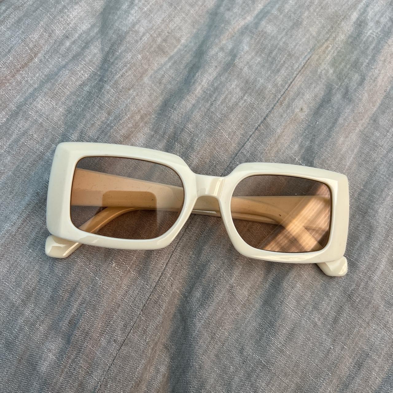 SHEIN Women's Cream and Tan Sunglasses | Depop