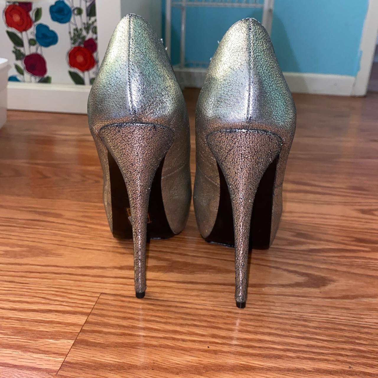 metallic silver platform heels