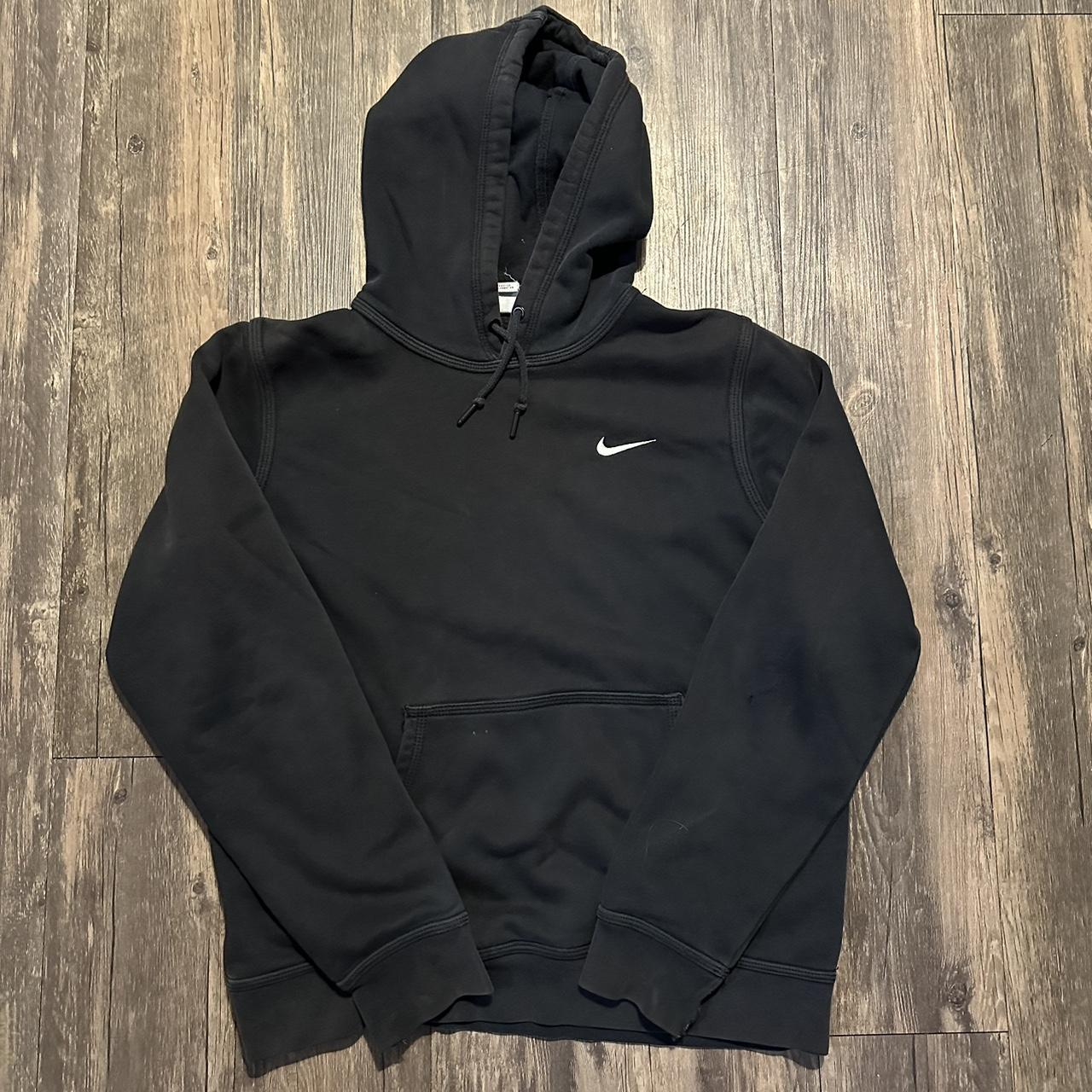 black nike hoodie - size: medium - lightweight -... - Depop