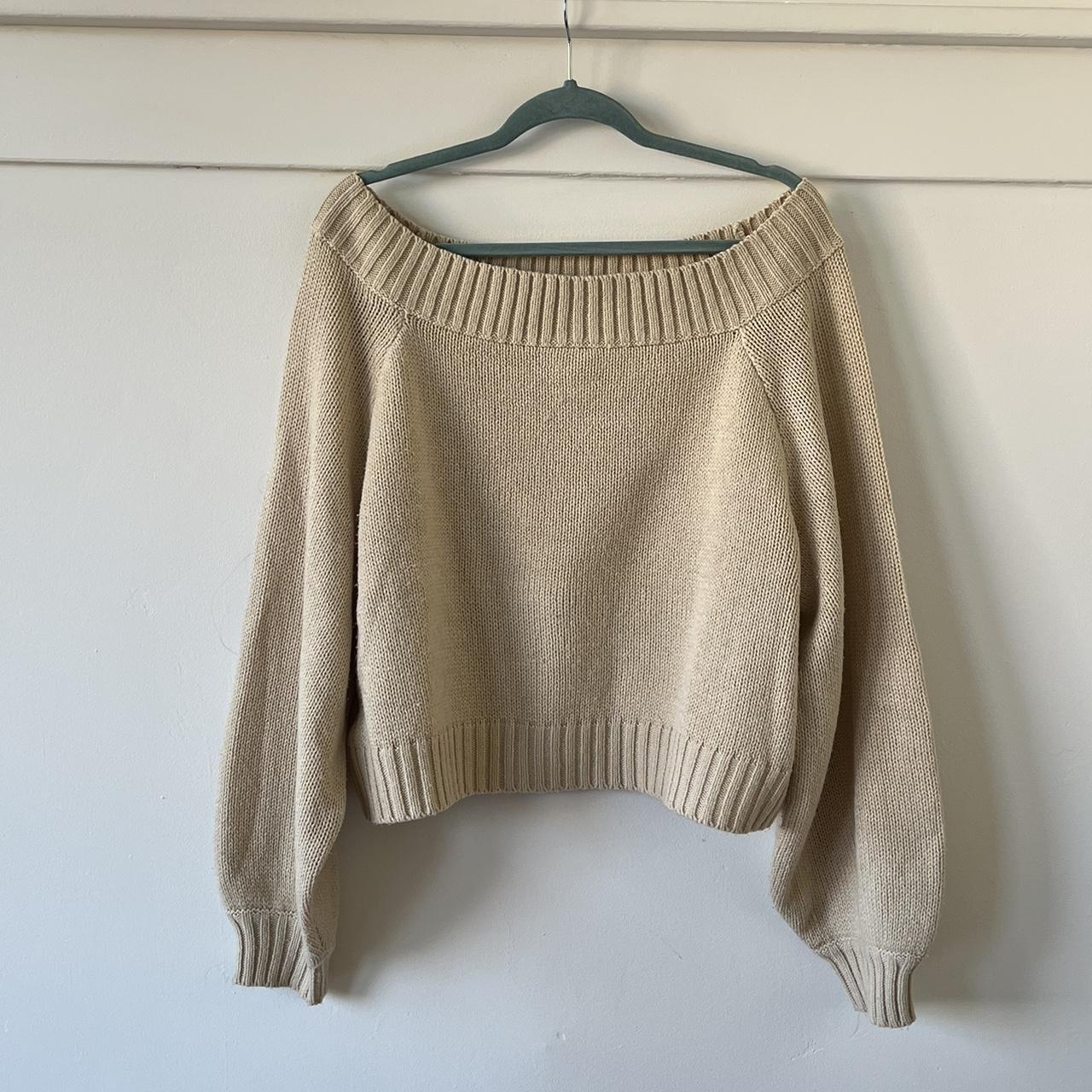 WEWOREWHAT CREAM BOAT NECK SWEATER medium (would... - Depop