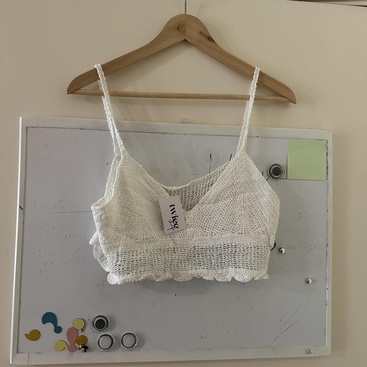 Crocheted top tag on Depop