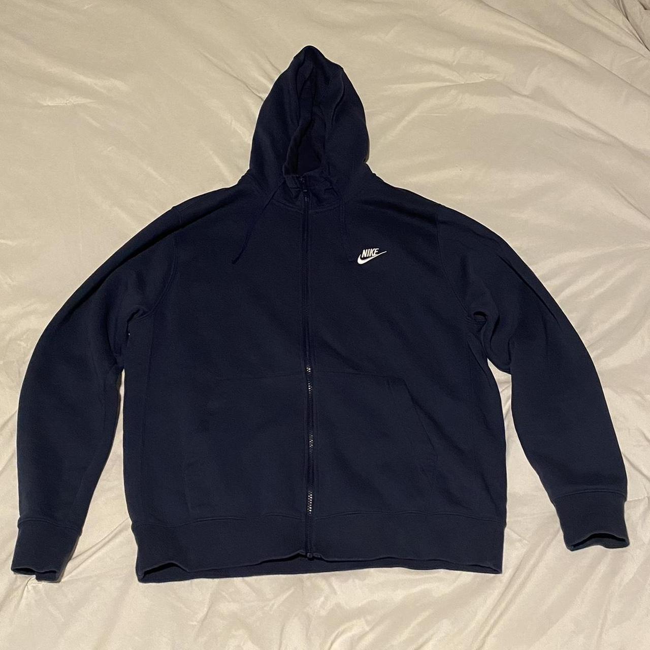 Navy Blue Nike Zip Up Hoodie Hoodie is in amazing... - Depop