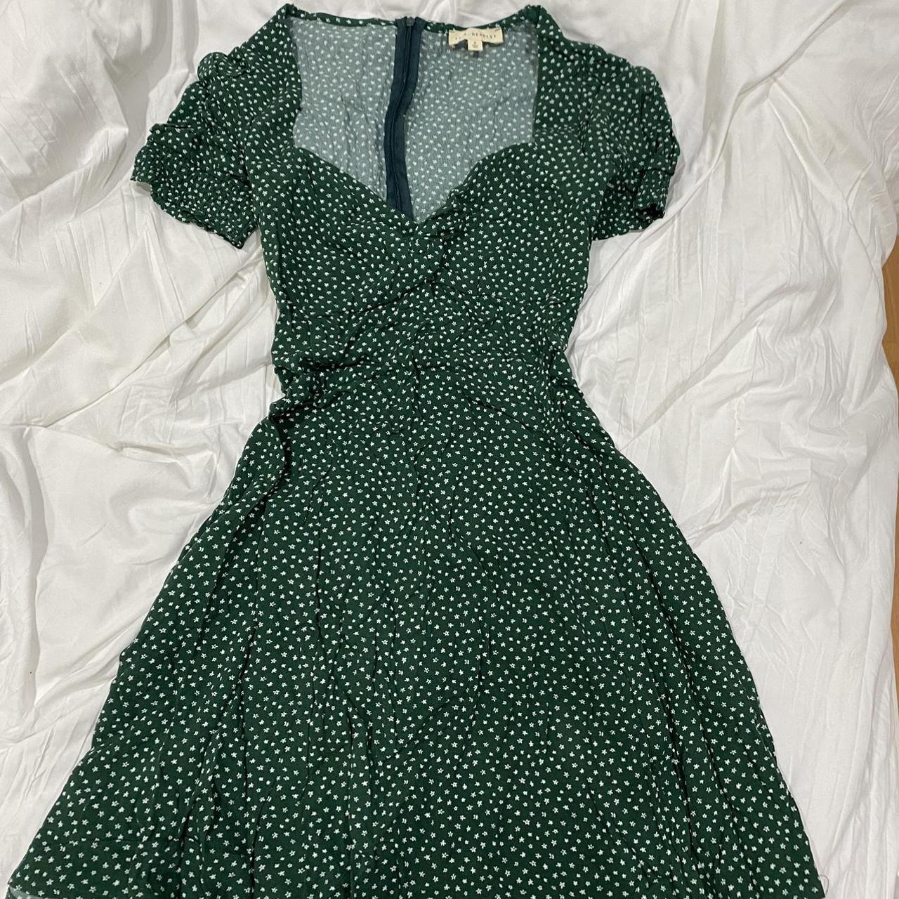 pacsun dark green babydoll dress milkmaiddress... Depop