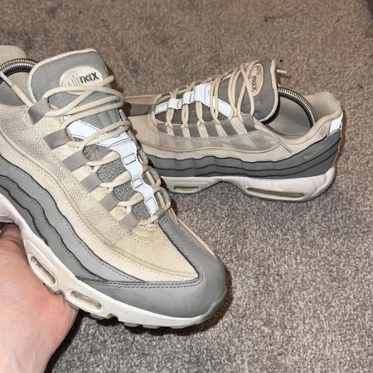 nike air max 95 grey white size uk 8.5 used mesh... - Depop