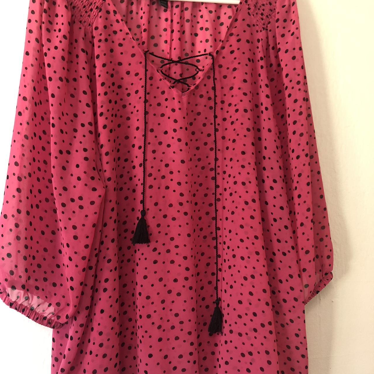 Lane Bryant Pink With Black Polka Dots Semi Sheer Depop