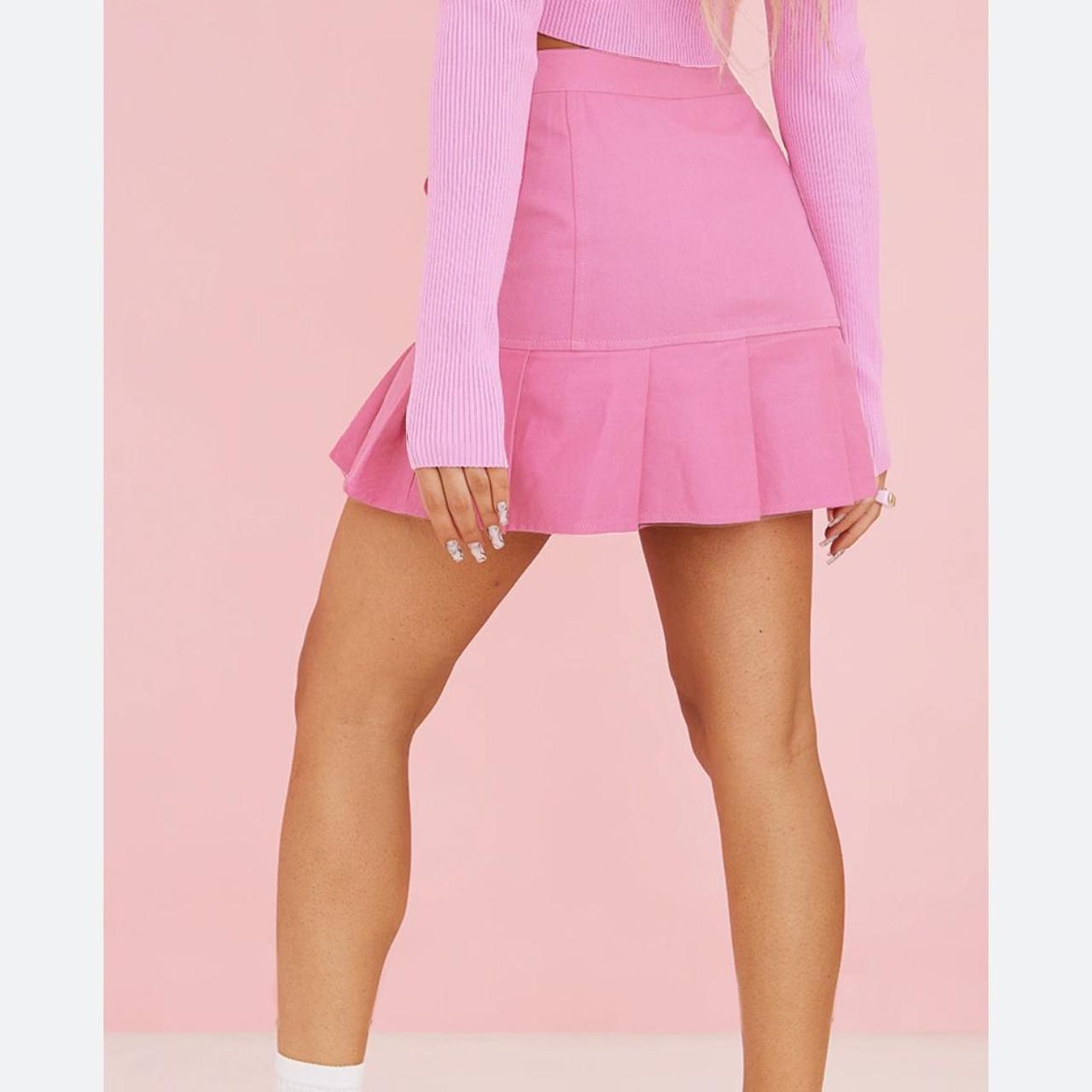 Fluro pink denim skirt best sale