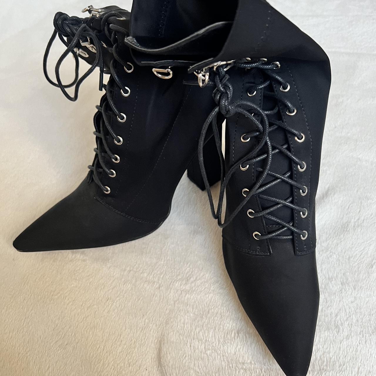 Black boots lace up heels best sale