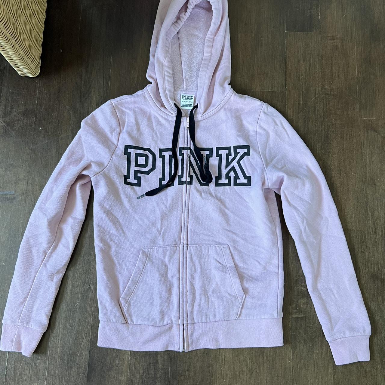 Extra small pink hoodie worn one time grate... - Depop