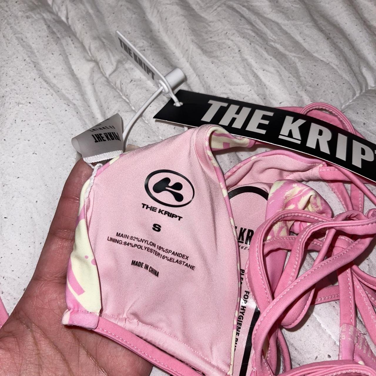 The kript pink bikini set Top is small Bottoms xs - Depop