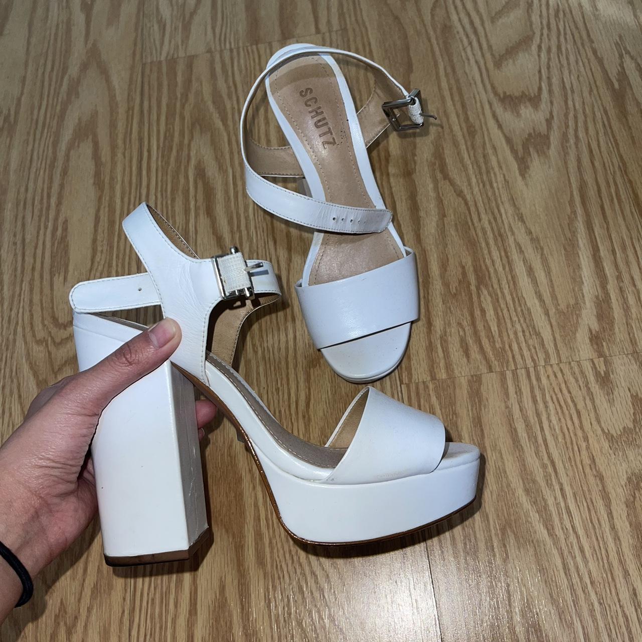 schutz white heels