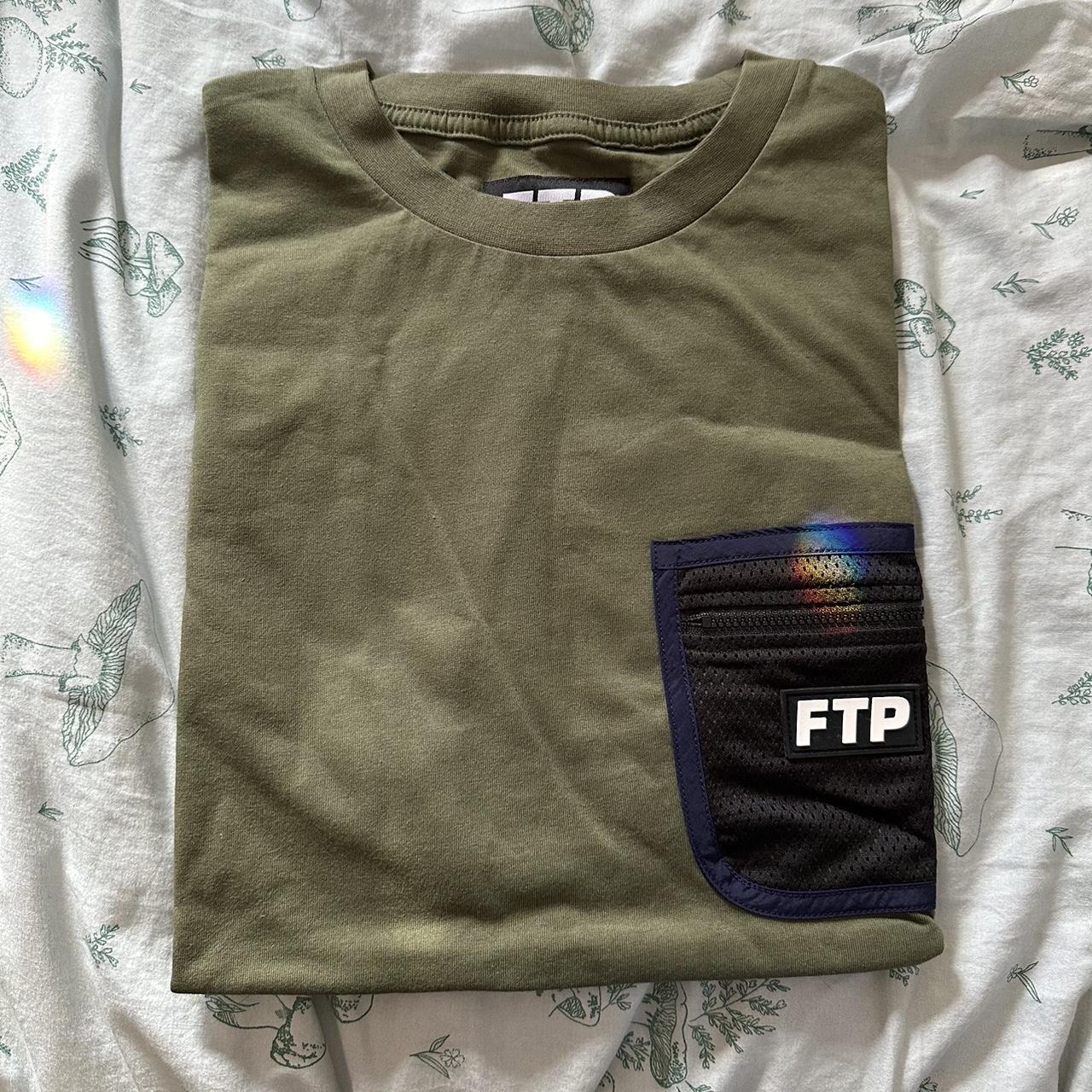 FTP nylon mesh zipper pocket tee in olive green, NEW...