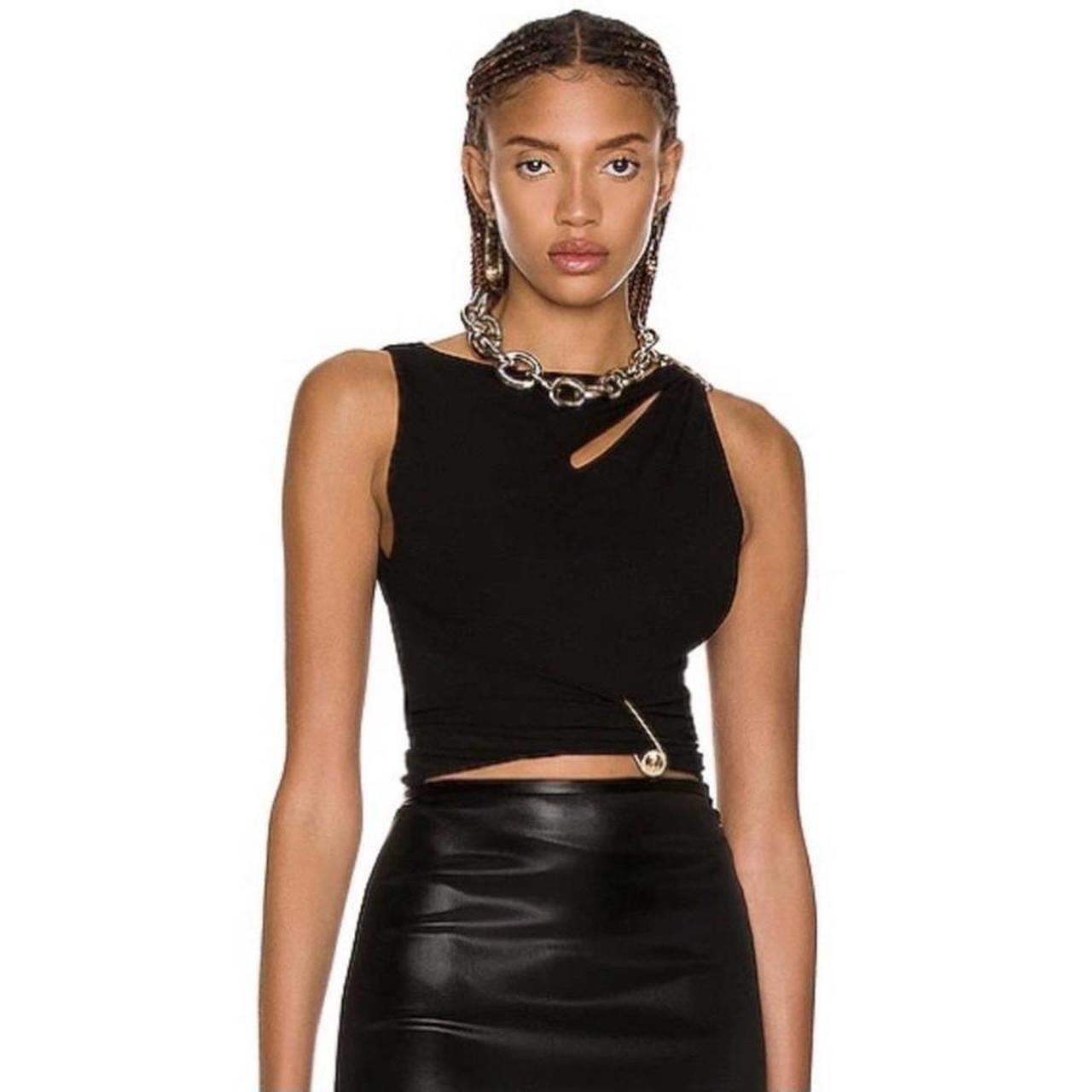 Versace Women's Black and Gold Vest Depop