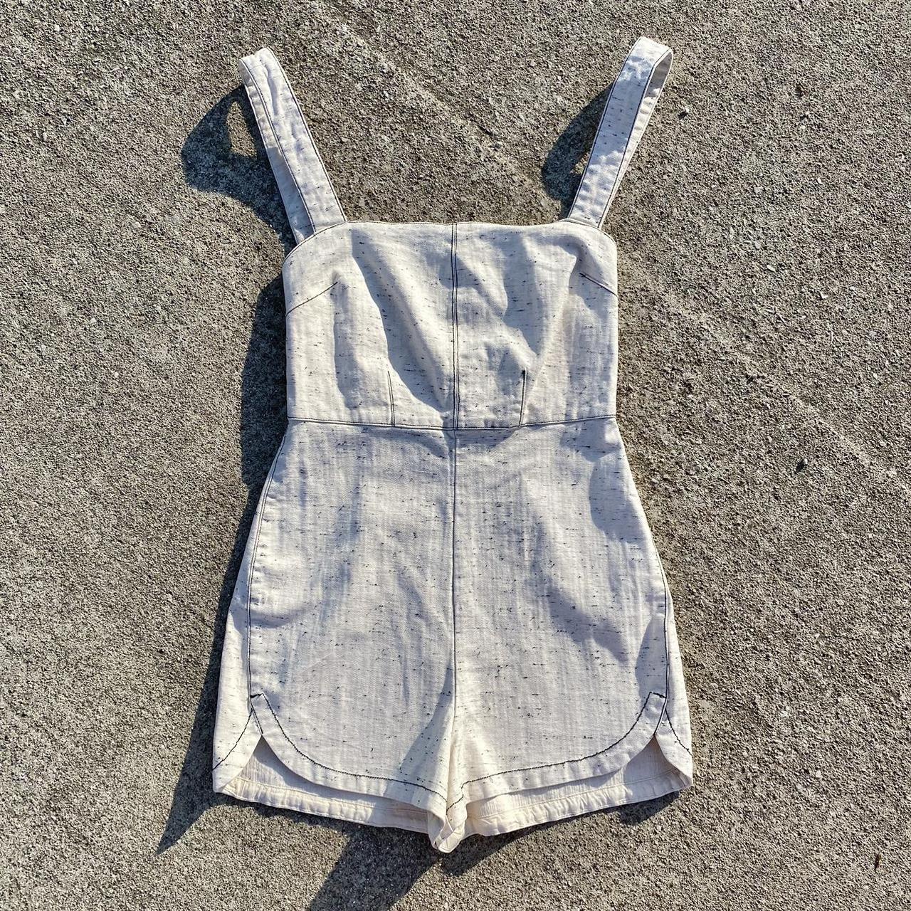 Urban Outfitters Women's Cream Dungareesoveralls Depop