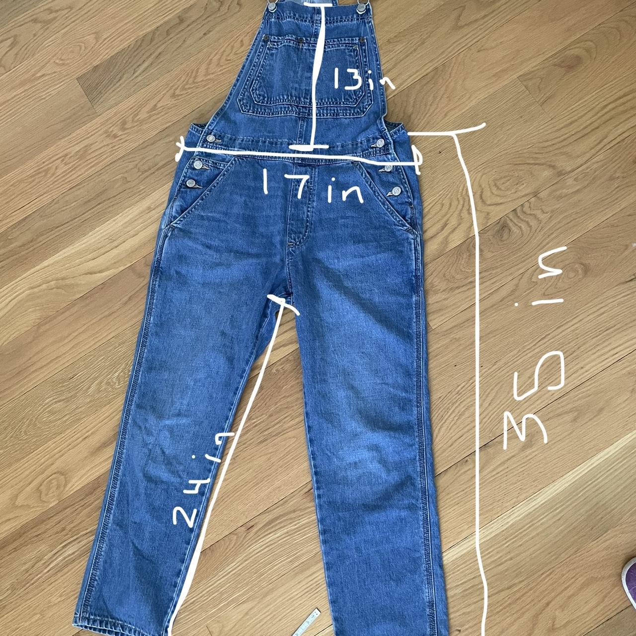 Gap Medium Wash Overalls shown wearing on 5’4” size 24 Depop