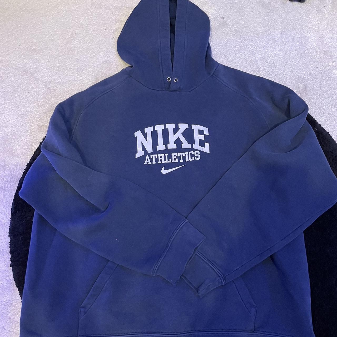 Vintage Navy Nike hoodie Size: XL Flaws:... - Depop